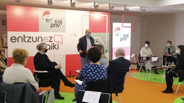 Intervención de Andoni Ortuzar en el acto de este sábado. Foto: PNV