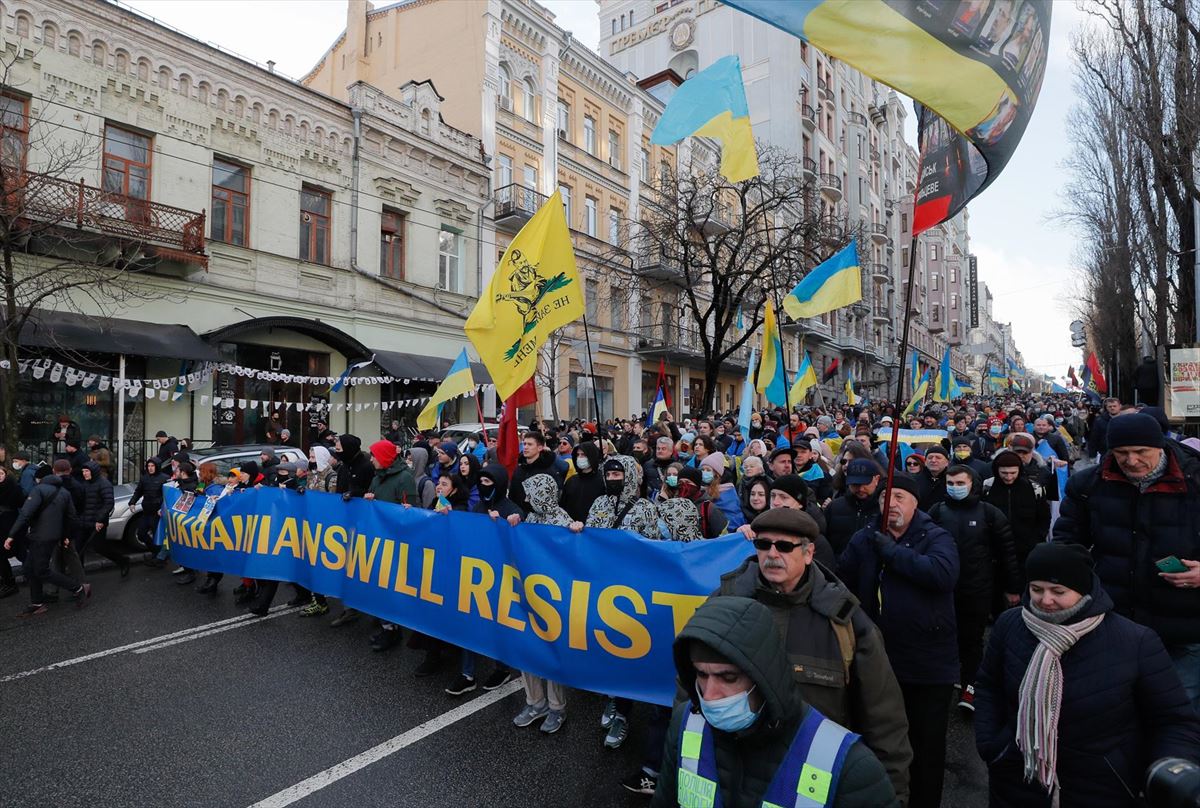 Protestak Kieven. Argazkia: EFE