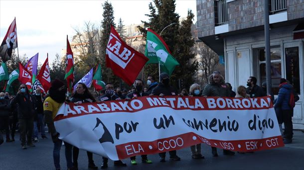 Manifestación anterior de los trabajadores del metal de Álava. Foto de archivo: LAB.