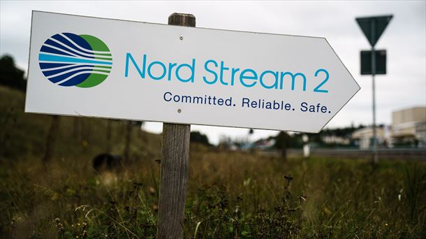 ''Nord Stream 2'' gasbidearen sarrerako kartela. 