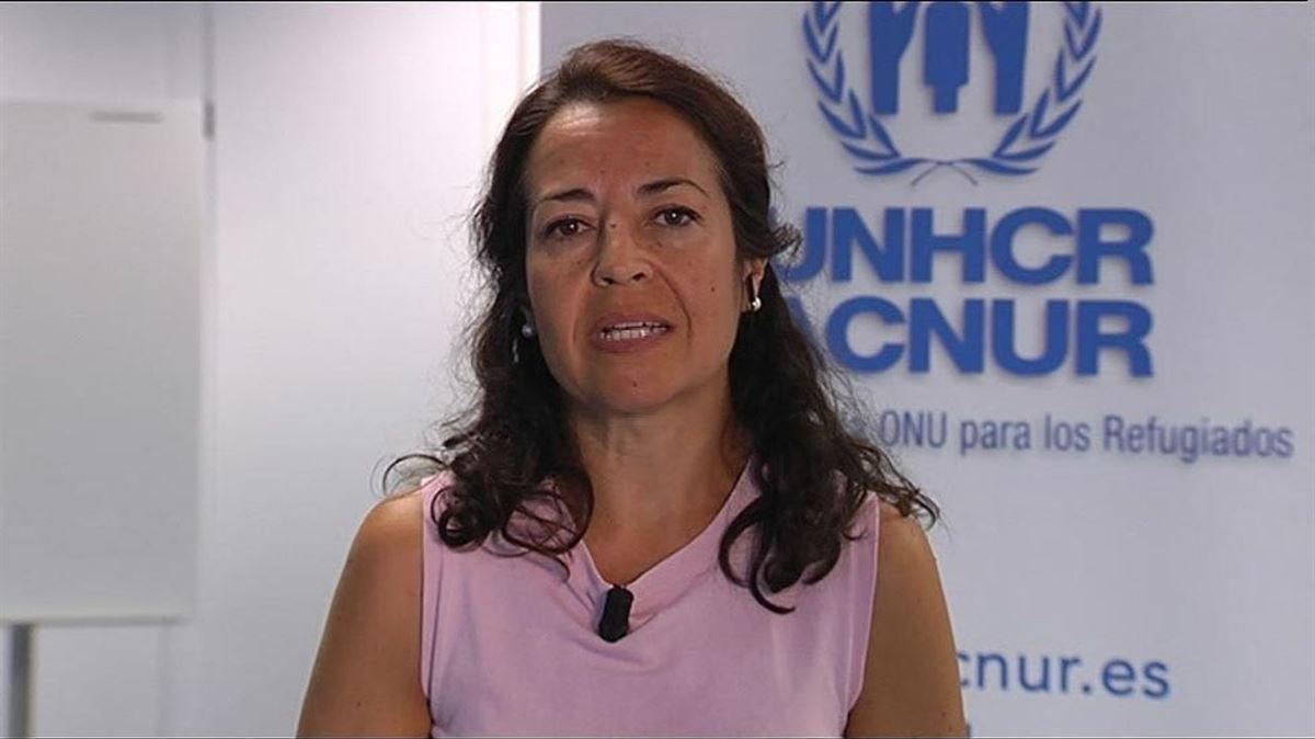 María Jesús Vega, portavoz de ACNUR en España. Foto: Telemadrid.