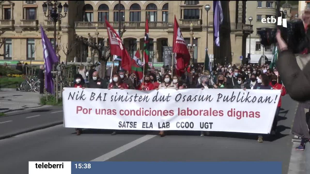 Manifestación por la sanidad pública en Donostia-San Sebastián. Foto: EFE