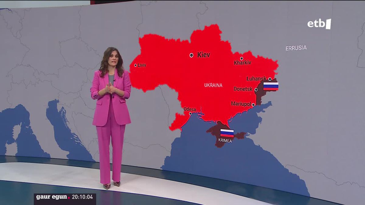 Ukrainako mapa. EITB Mediaren bideo batetik ateratako argazkia.