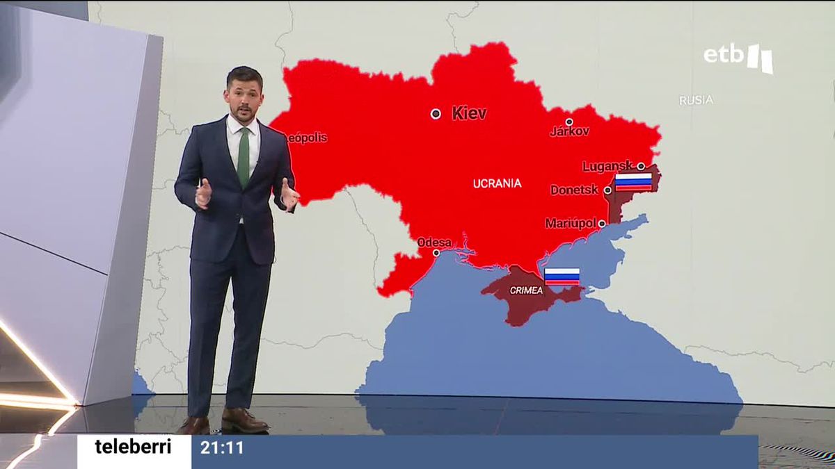 Mapa de Ucrania. Imagen obtenida de un vídeo de EITB Media.
