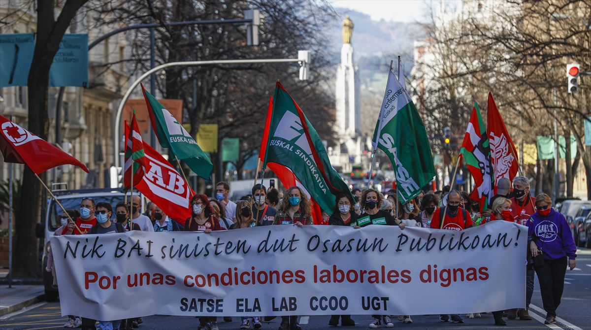 Una multitudinaria manifestación ha recorrido las calles de Bilbao. Foto: Sindicato ELA