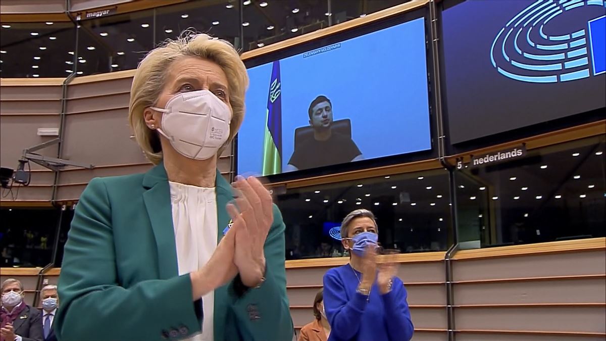Zelenski ha intervenido por videoconferencia en el Parlamento Europeo