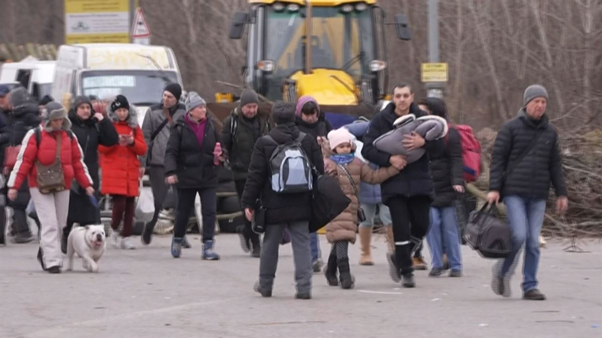 Checkpoint cerca de Kiev. Imagen obtenida de un vídeo de AFP.
