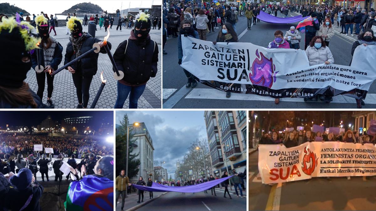 Mugimendu Feministak manifestazio jendetsuak egin ditu Euskal Herrian.