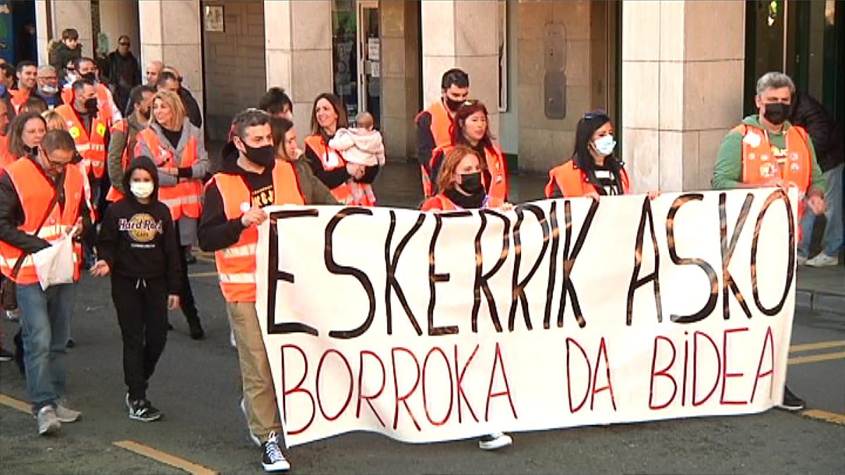 PCB-ITPko langileen manifestazioa, Sestaon. Argazkia: EITB Media