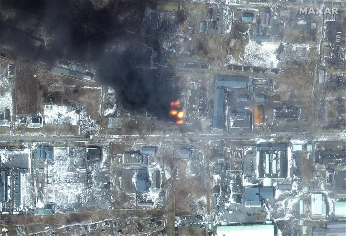 Zona industrial Primoskyi de Mariupol, vista desde el aire. Foto: EFE