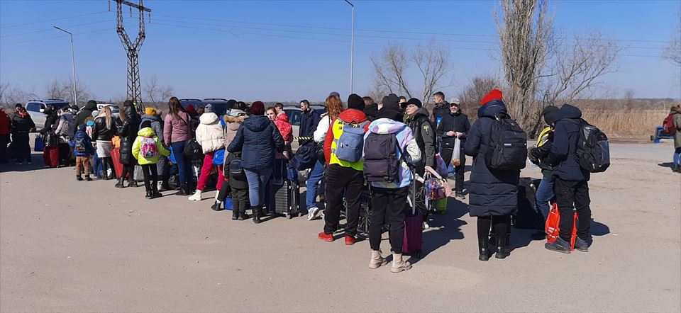 Fila de refugiados ucranianos
