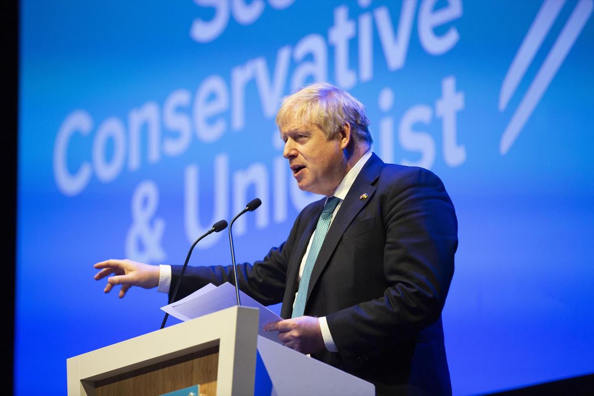 Boris Johnson en el Congreso del Partido Conservador. Foto: EFE