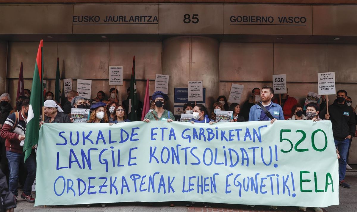 Protesta de ELA en Bilbao. Foto: EFE.