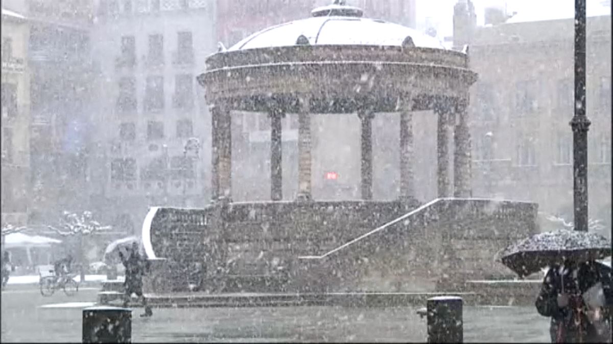 Nieve en Navarra. Imagen obtenida de un vídeo de EiTB Media.