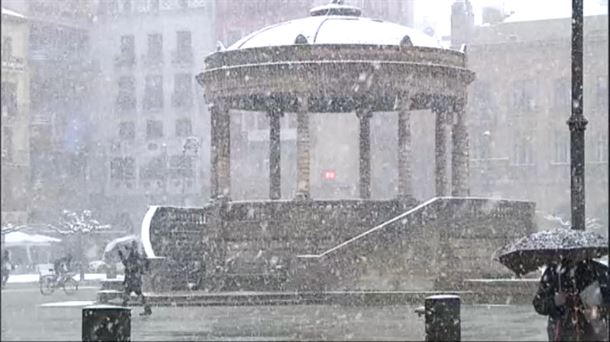 Nieve en Pamplona. Imagen: EITB Media