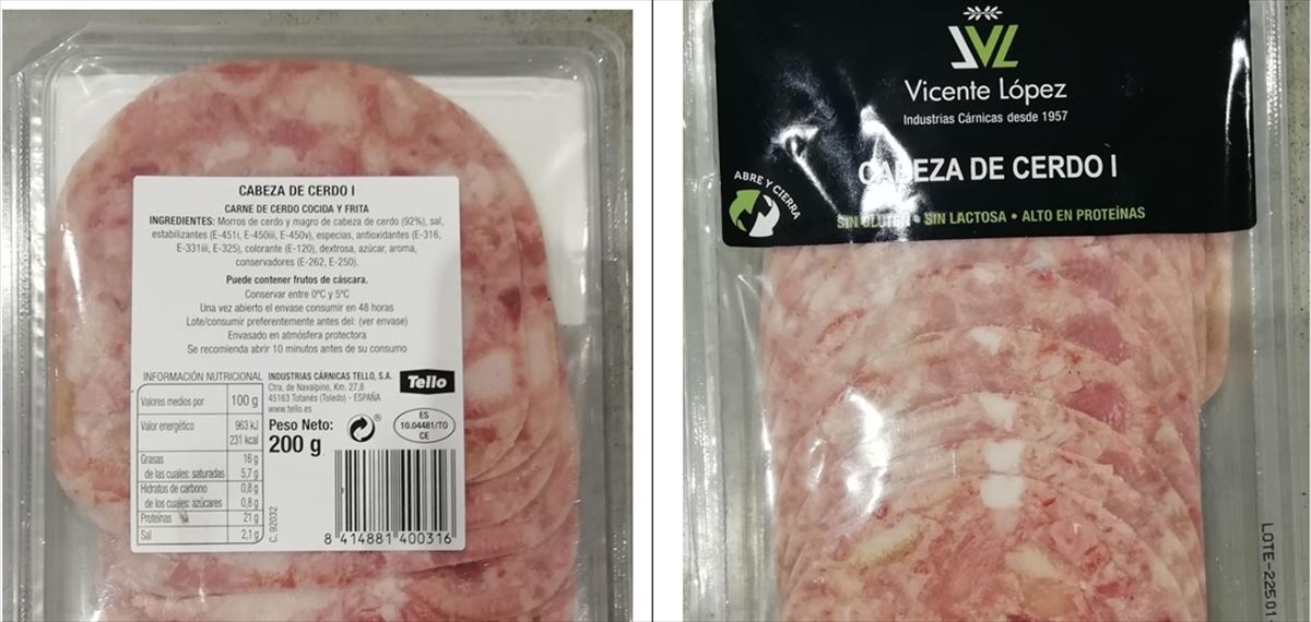 Cabeza de cerdo de la marca Vicente López. Imagen: Departamento de Salud del Gobierno Vasco