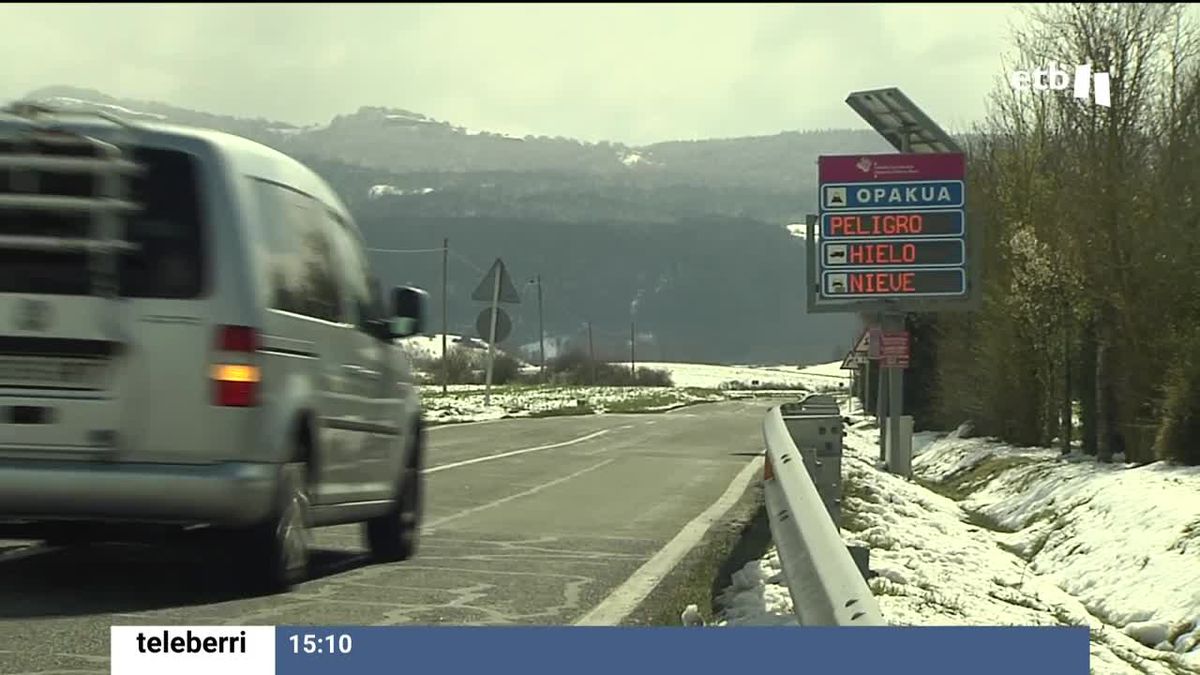 Nieve en Opakua. Una foto sacada de un vídeo de EITB Media.