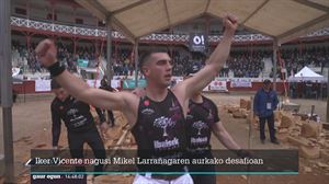 Iker Vicente nagusi, Mikel Larrañagaren aurkako aizkora desafioan