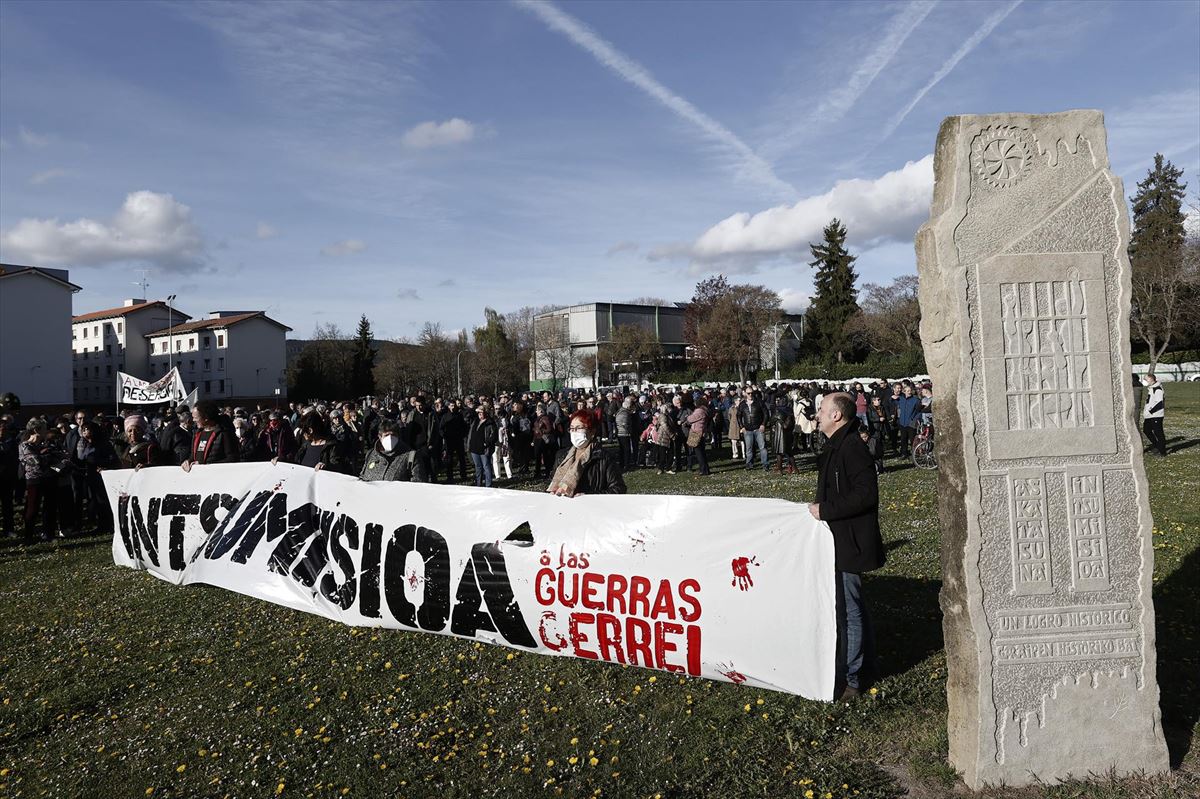 Manifestación por la insumisión, en Pamplona. Foto: EFE