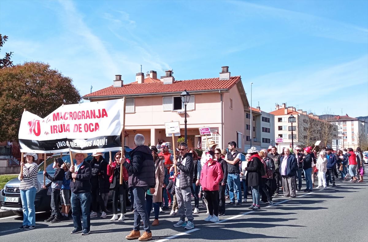 Manifestazioa gaur, Iruña Okan. Argazk: Makroetxaldeen aurkako plataforma