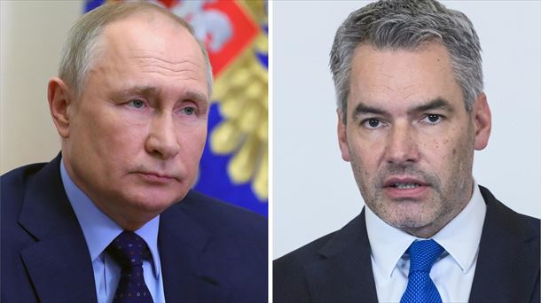 Vladimir Putin y Karl Nehammer. Foto: EFE