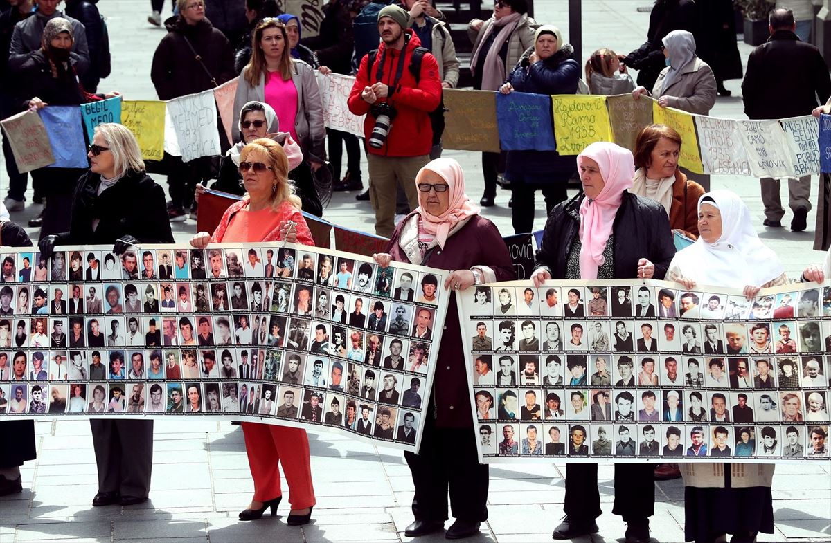 Concentración en Sarajevo. Foto: EFE.