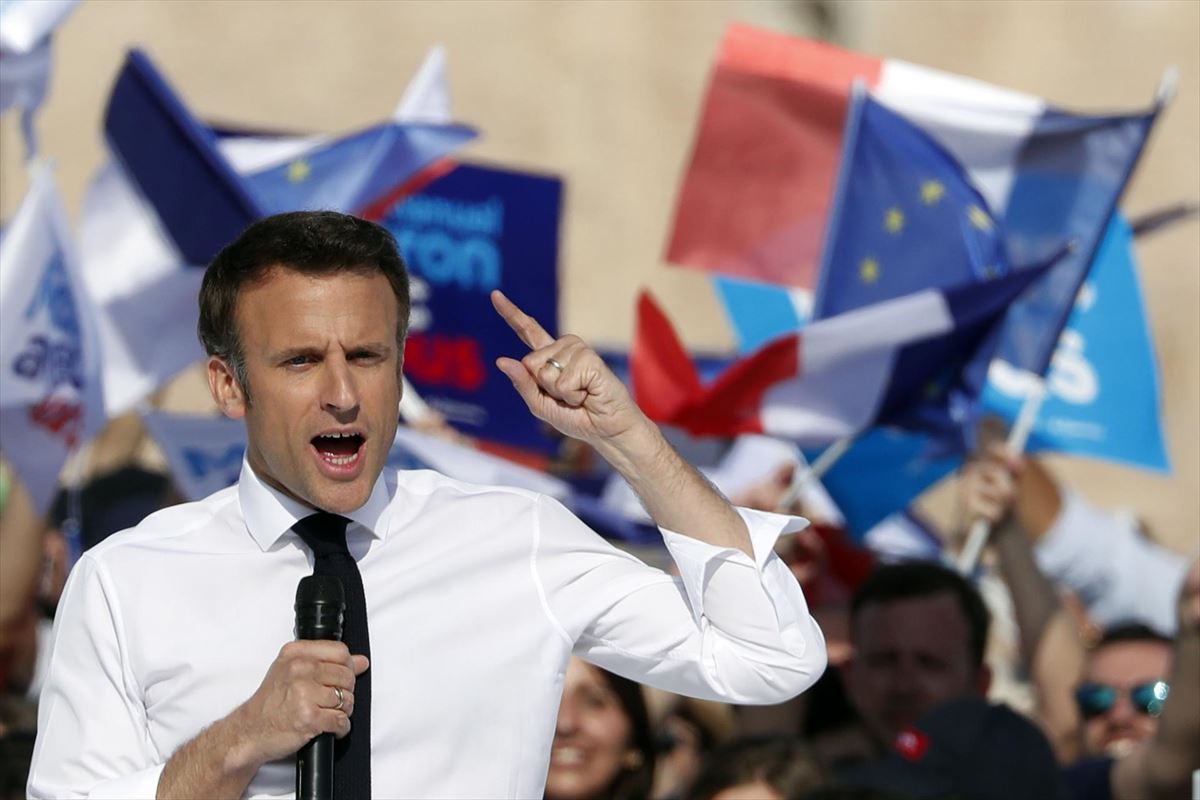 El presidente francés y candidato a la reelección, Emmanuel Macron, en Marsella. Foto: Efe