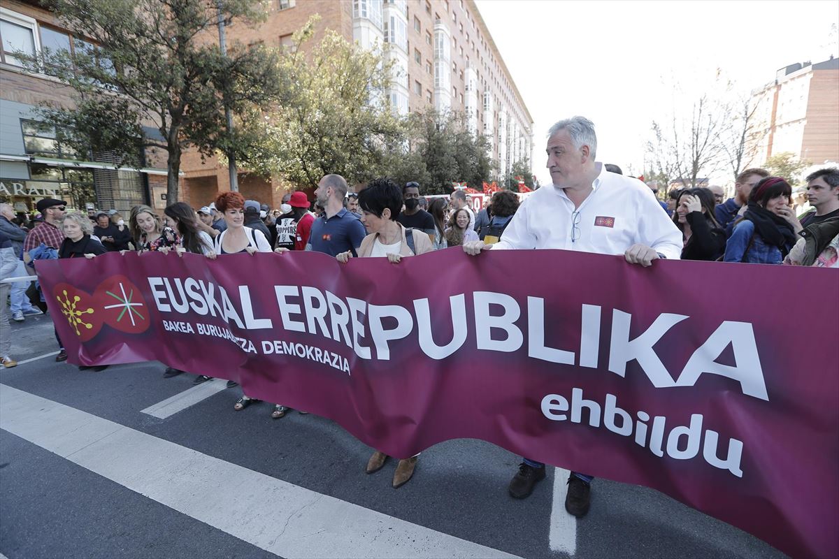 Imagen de la manifestación del año pasado de EH Bildu en Pamplona en el día del Aberri Eguna.