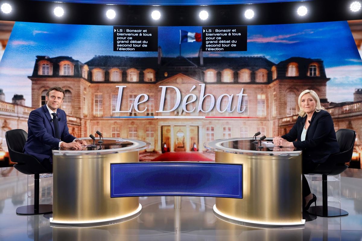 Macron eta Le Pen, hauteskunde eztabaidan. Argazkia: EFE