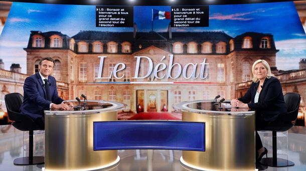 Imagen del debate entre Macron y Le Pen. Imagen: EFE