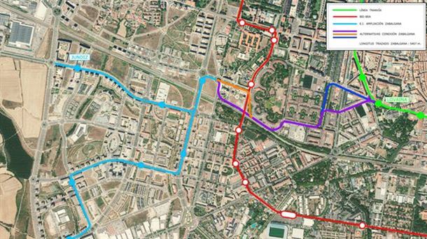 Plano ampliación tranvía a Zabalgana