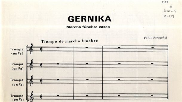 Partitura: Gernika (1966) Marcha fúnebre vasca (Fuente: Eresbil)