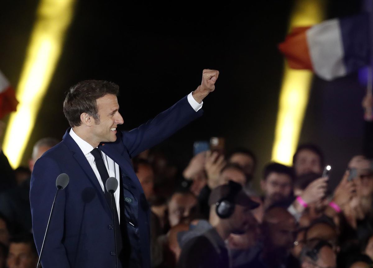 Comparecencia de Emmanuel Macron tras su victoria en las elecciones. EFE