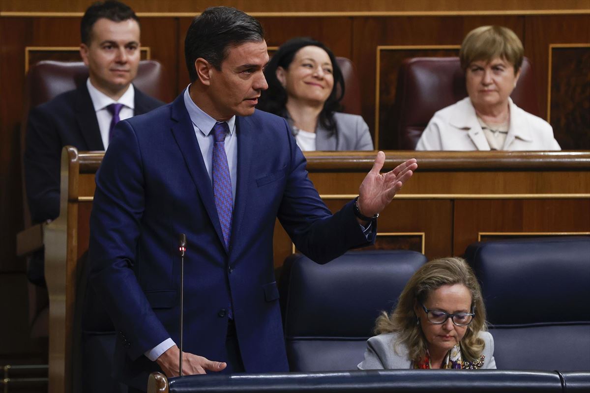 Pedro Sánchez, en la sesión de control al Gobierno de España.