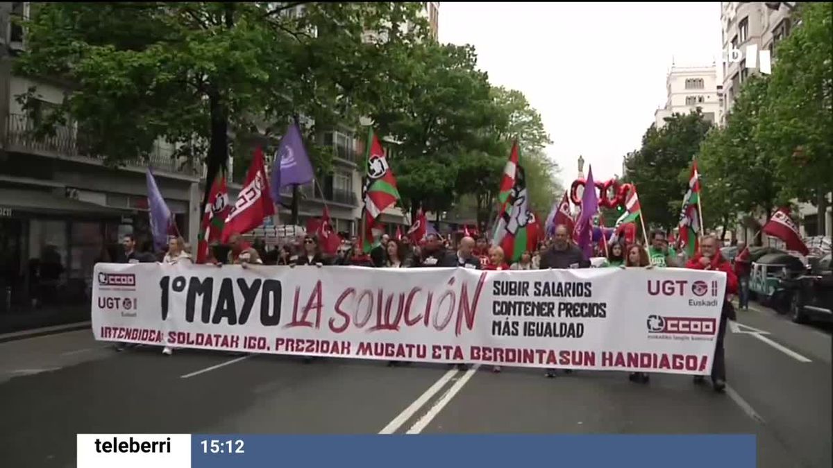 Manifestación de CCOO y UGT en Bilbao. Foto: EFE.