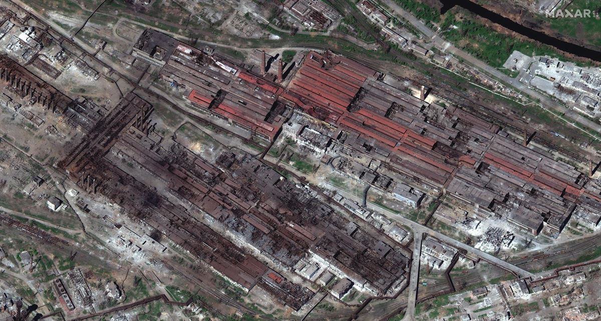 Imagen satélite de la la acería Azovstal de Mariúpol (Ucrania). Foto: EFE