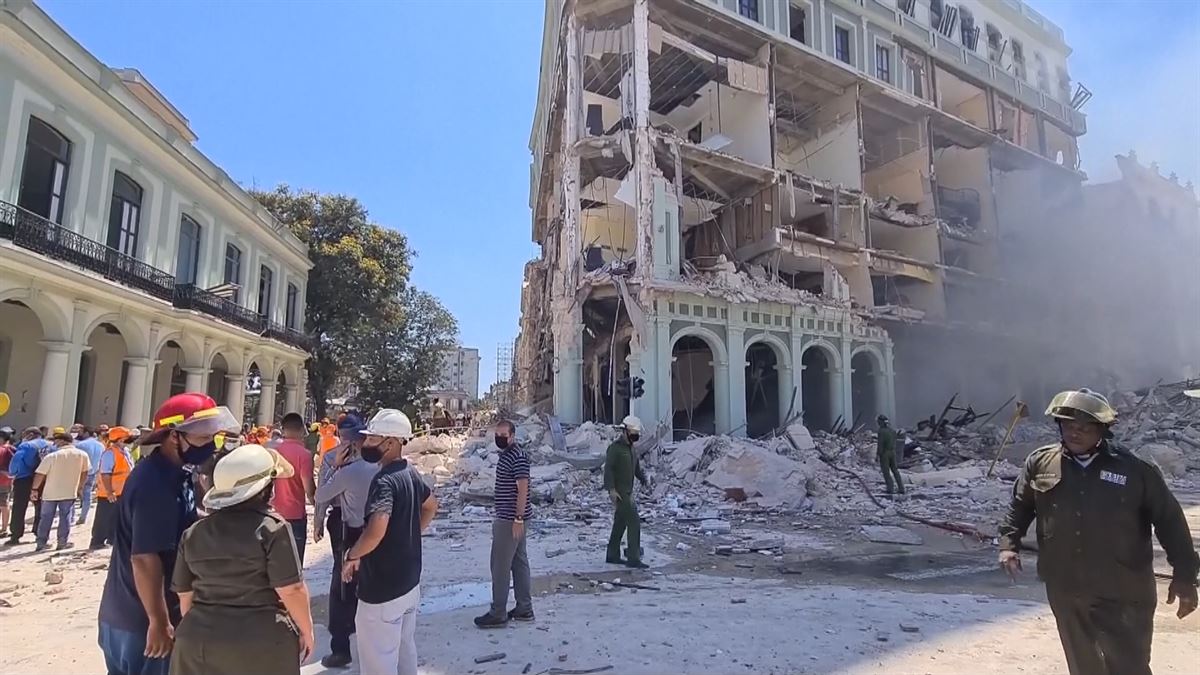 El hotel Saratoga de La Habana (Cuba) tras la explosión. Foto: Presidencia de Cuba