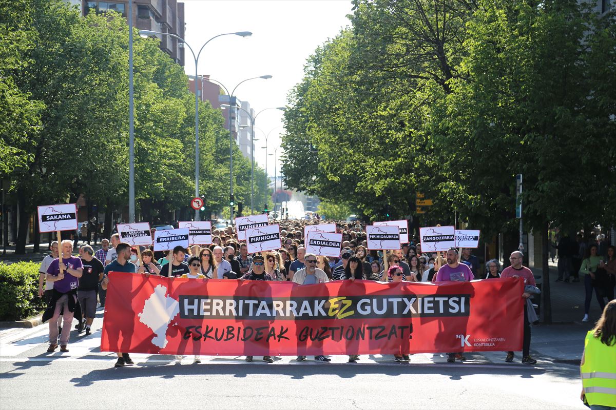Una imagen de la manifestación de hoy. Foto: Kontseilua.