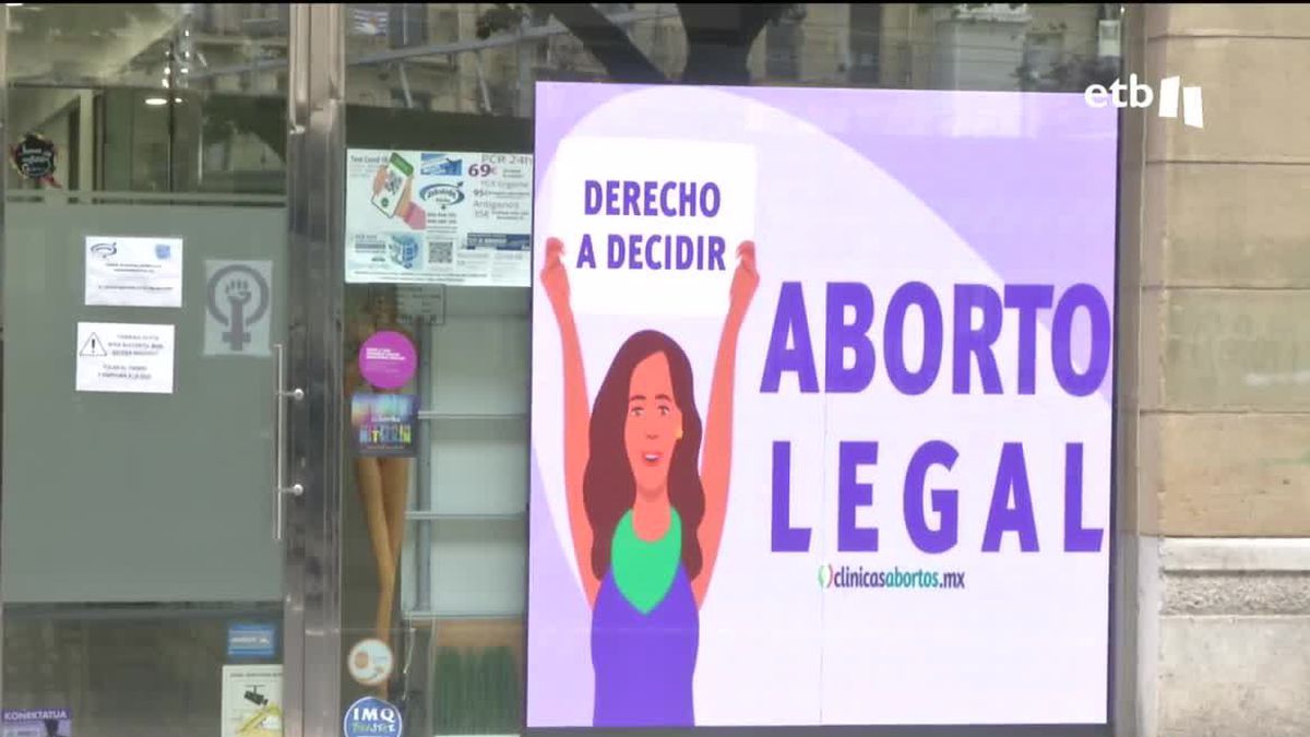 Cartel a favor del aborto legal. Foto extraída de un vídeo de EITB.