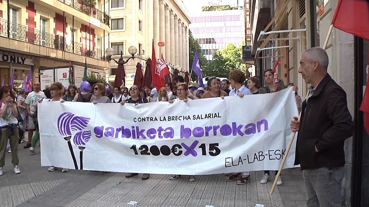 Protesta en Bilbao. Imagen obtenida de un vídeo de EITB Media.