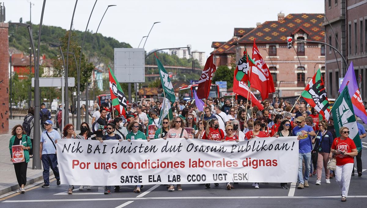 Una manifestación parte del Hospital de Basurto (Bilbao). Foto de archvo: EFE