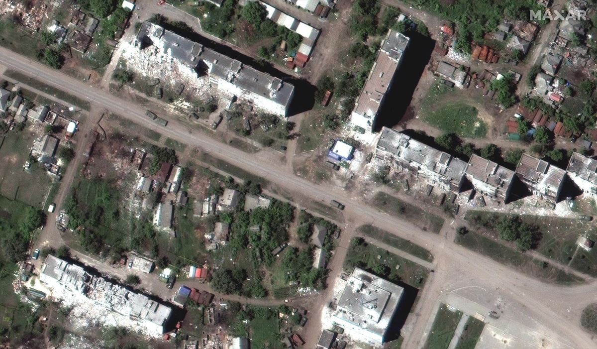 La ciudad de Liman (Ucrania), a vista de satélite. Foto: EFE