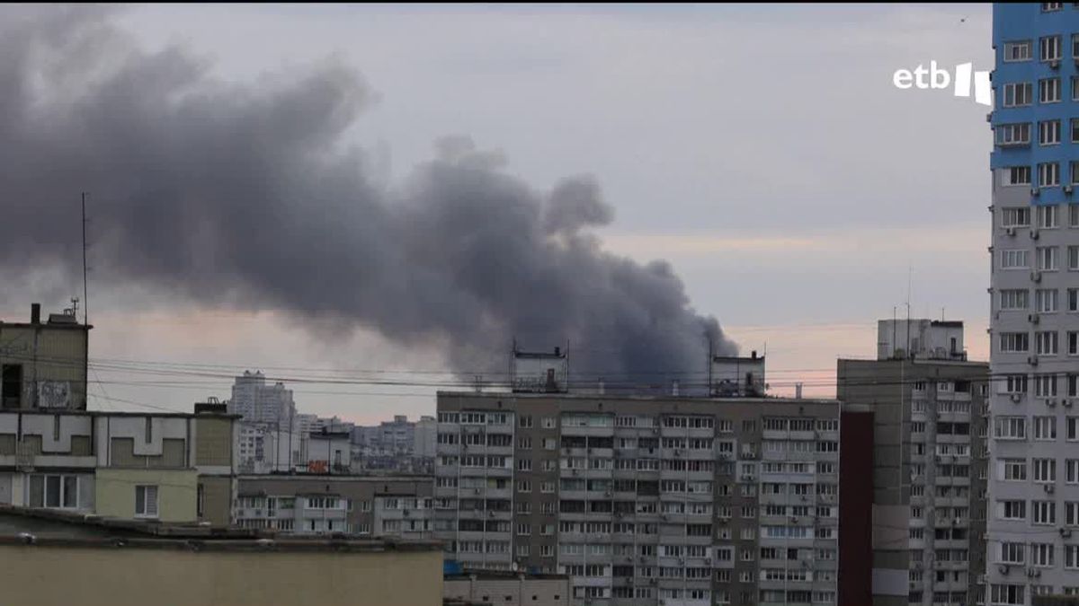 Explosión en Kiev. Imagen obtenida de un vídeo de EITB Media