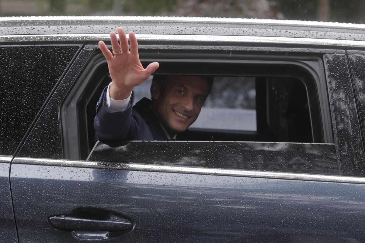 El presidente francés Emmanuel Macron, este domingo. Foto: EFE