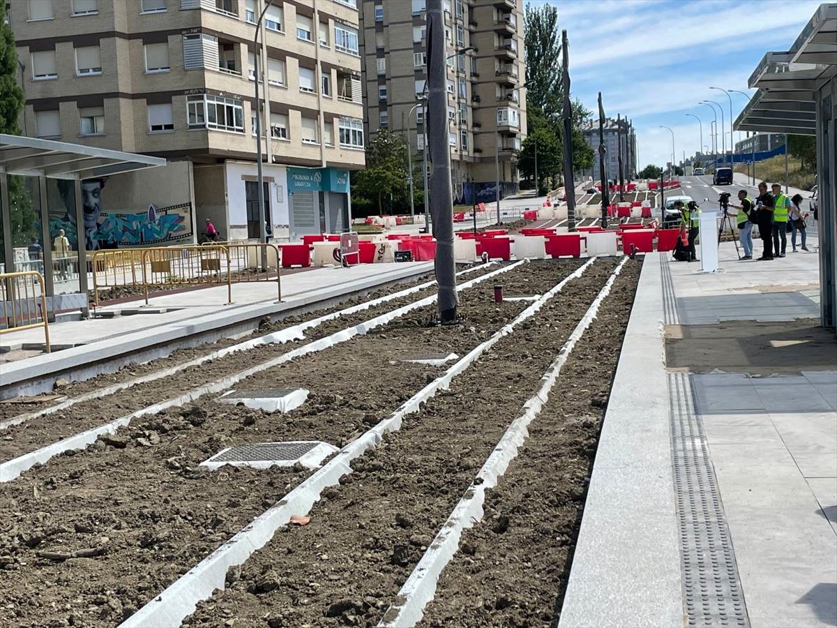 Las obras de la nueva línea del tranvía. Foto: Ayuntamiento de Vitoria-Gasteiz