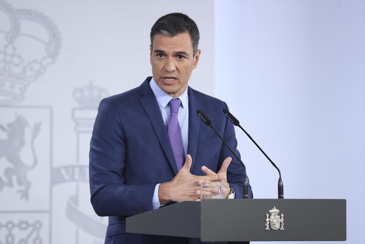 Pedro Sanchez Espainiako Gobernuko presidentea gaur, Madrilen. Argazkia: EFE