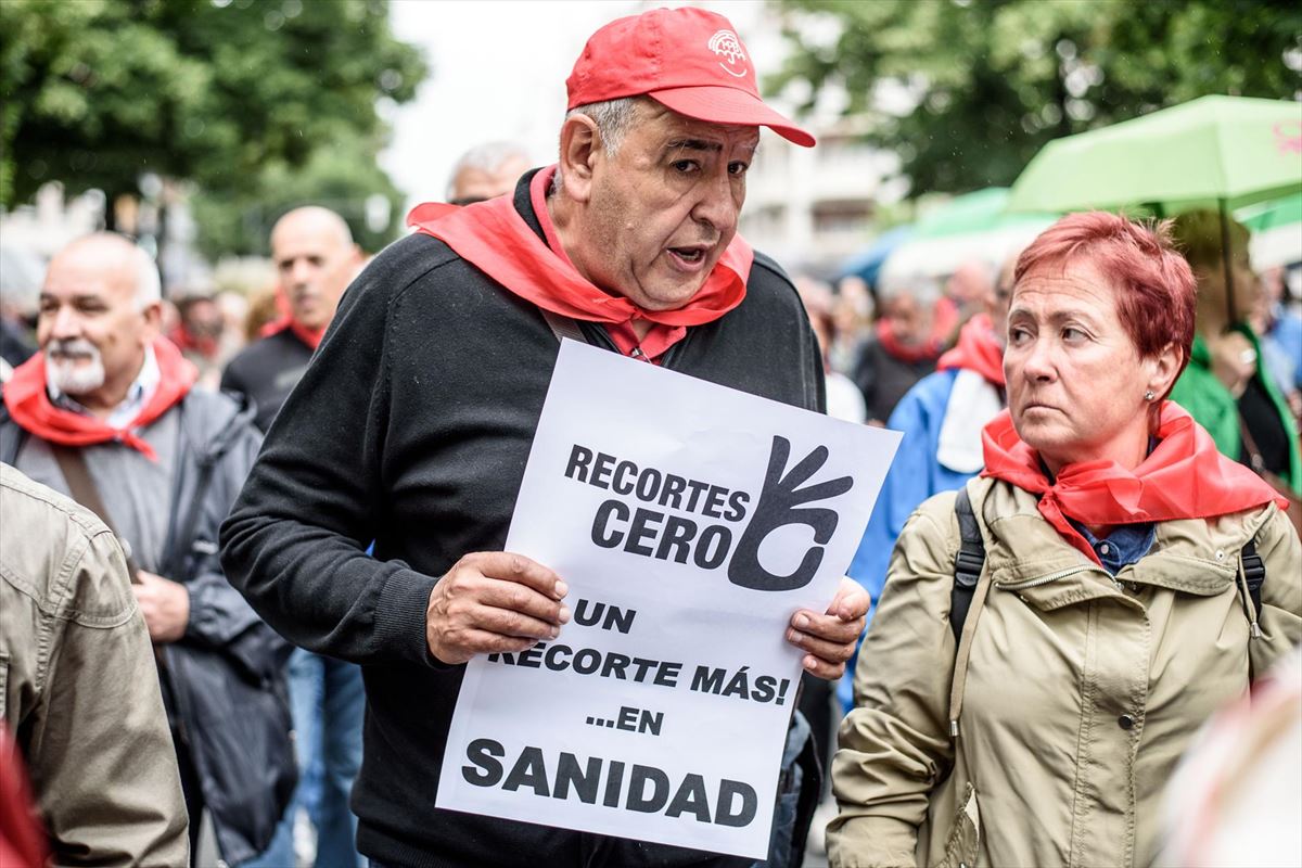 Manifestación de los sindicatos de Osakidetza, en Bilbao. Foto: EFE