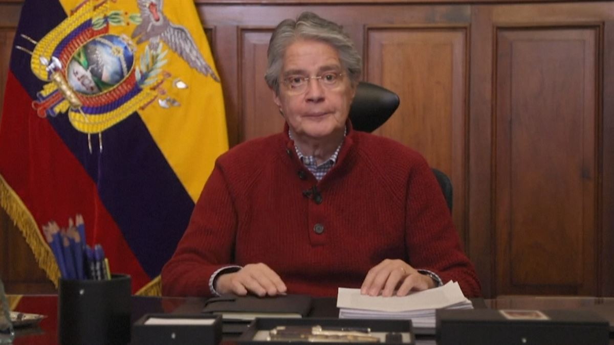 Guillermo Lasso Ekuadorko egungo presidentea. Agentzietako bideo batetik ateratako irudia