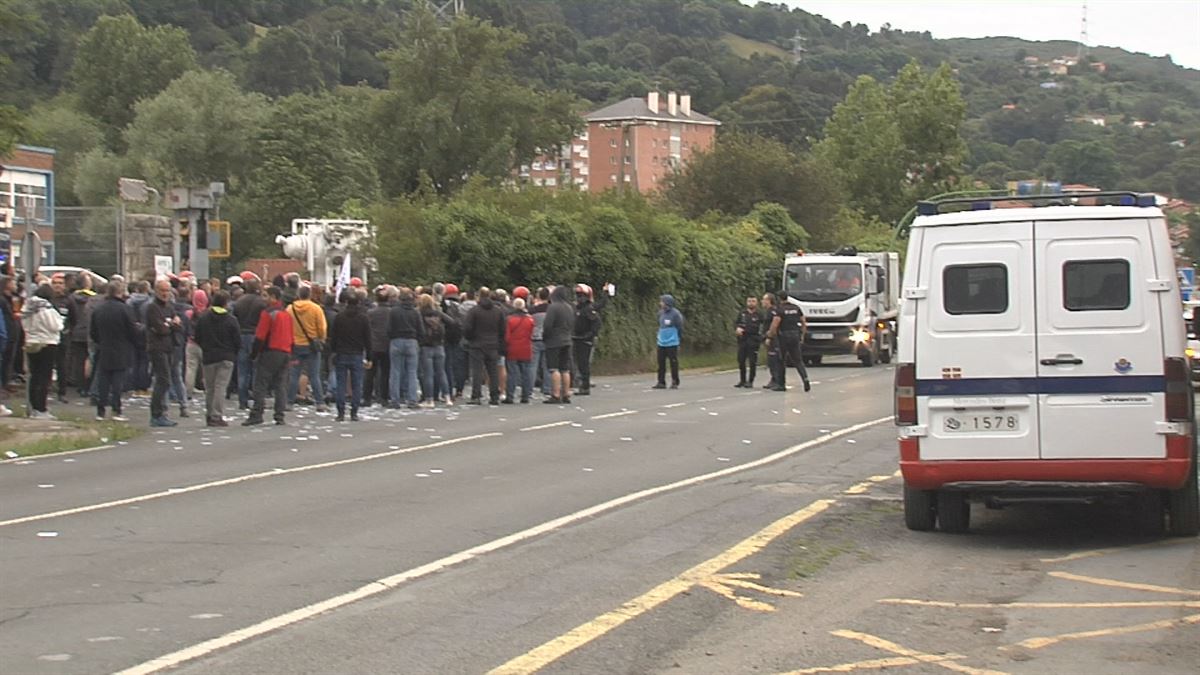 Huelga en el Metal de Bizkaia. Imagen obtenida de un vídeo de EITB Media.