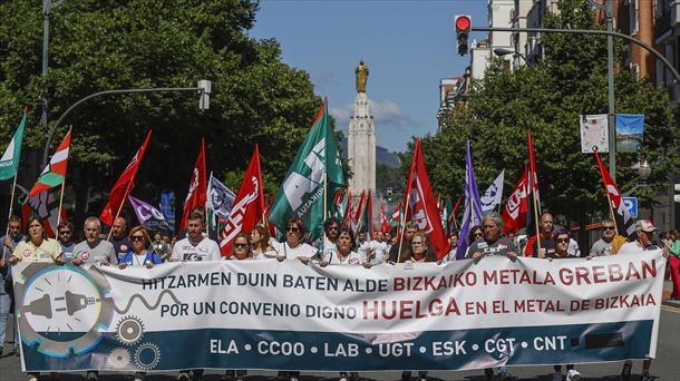 Bizkaiko metalgintza sektoreko langileen manifestazioa Bilbon. Artxiboko argazkia: EFE